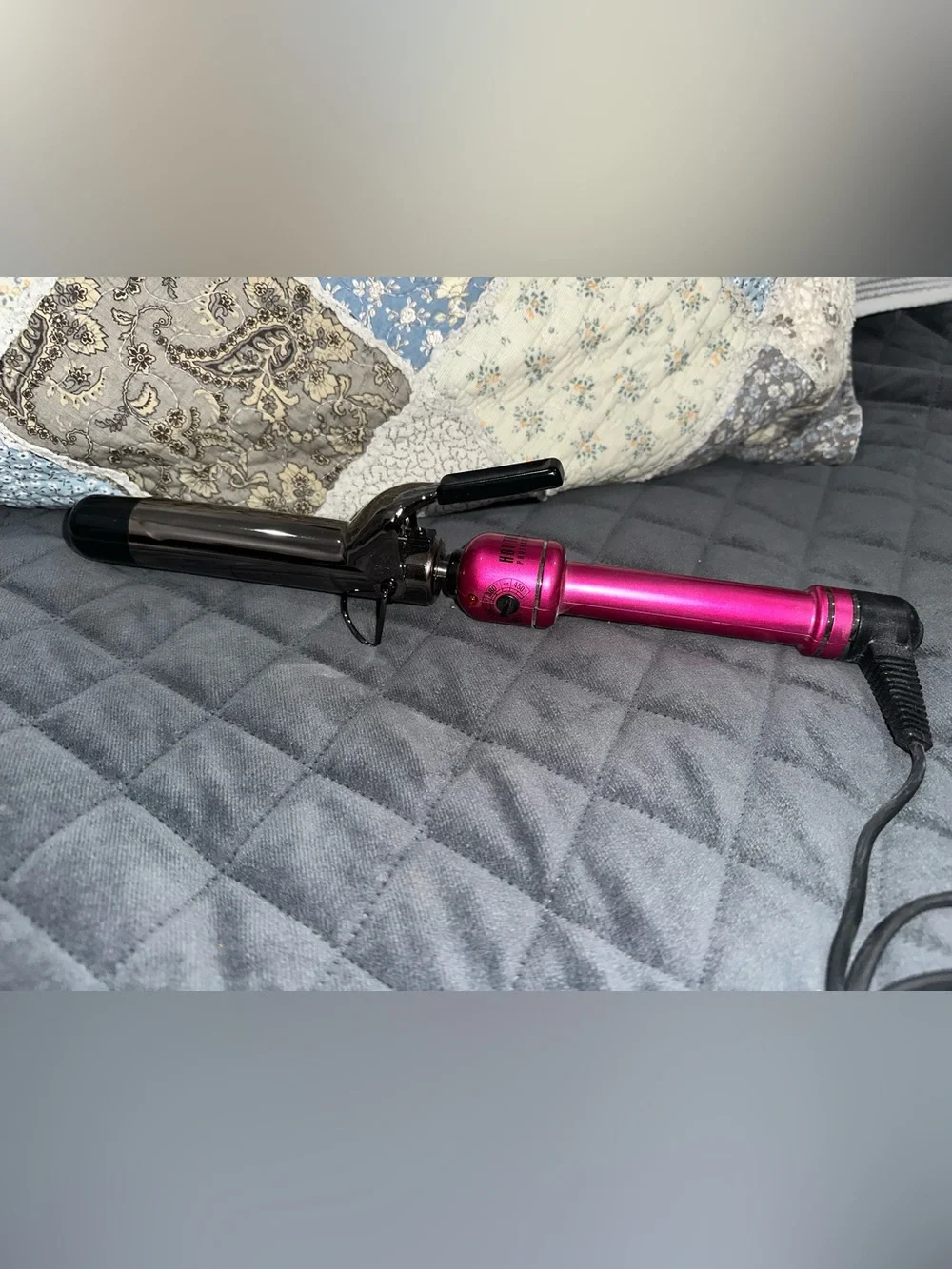 Hot Pink Curling Iron with Black Clamp